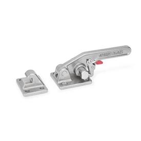 GN 852.3 Stainless Steel Heavy Duty Latch Type Toggle Clamps, with Safety Hook Type: T - With mounting holes, without U-bolt latch, with catch