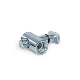 GN 25b Steel Quick Release Connectors, for Aluminum Profiles (b-Modular System), Asymmetrical Mounting Stud Type: A - Asymmetrical mounting stud<br />Coding: P - Parallel T-nut