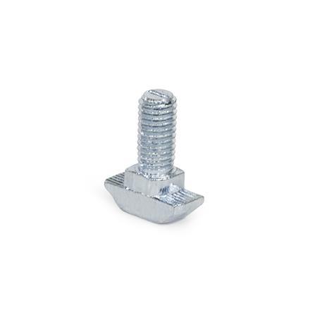 GN 52b Boulons à rainure en T en acier / inox, pour profilés en aluminium (système modulaire de type b) Matériau/Finition: SZ - Acier, zingué, finition passivée bleue