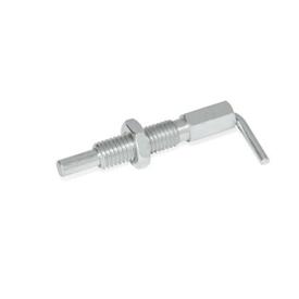 GN 7017 Steel Indexing Plungers, Lock-Out and Non Lock-Out, with L-Handle Type: BK - Non lock-out, with lock nut<br />Material: ST - Steel