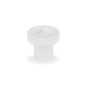 EN 676 Antibacterial Plastic Knurled Knobs, Ergostyle®, with Tapped Insert Color: WSA - White, RAL 9016, matte finish