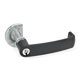 GN 119.3 Steel Door Cam Latches, with Cabinet U-Handle, Operation with Socket Key Type: VDE - With double bit<br />Color: SW - Black, RAL 9005, textured finish