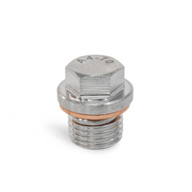 DIN 910 Steel / Stainless Steel Threaded Plugs, with Collar and External Hex Material: A4 - Stainless steel<br />Type: AC - With copper sealing ring