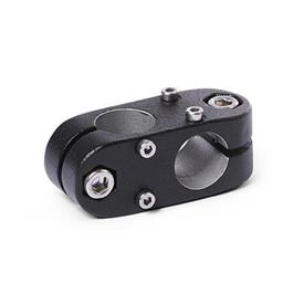GN 131.2 Conectores de actuadores lineales de dos vías, de aluminio, para sistema de dos ejes d1: B - Orificio<br />Acabado: SW - Negro, RAL 9005, acabado texturizado