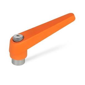 GN 101.1 Zinc Die-Cast Adjustable Levers, Tapped Type, with Stainless Steel Components Color: OS - Orange, RAL 2004, textured finish