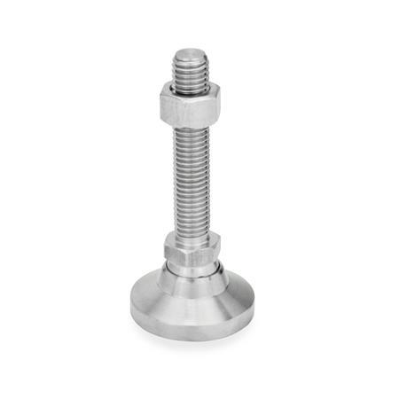 GN 343.6 Stainless Steel Leveling Feet, Threaded Stud Type, with or without Plastic / Rubber Cap Type: OS - Without cap