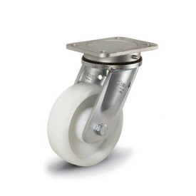 EN 22892 Steel Heavy Duty Casters, Polyamide Wheel Tread / Core, Heavy Version Bearing type: K - Annular ball bearing<br />Bracket type: L - Swivel bracket with mounting plate<br />Coding: H - Heavy version<br />Bracket material: ST - Welded steel design