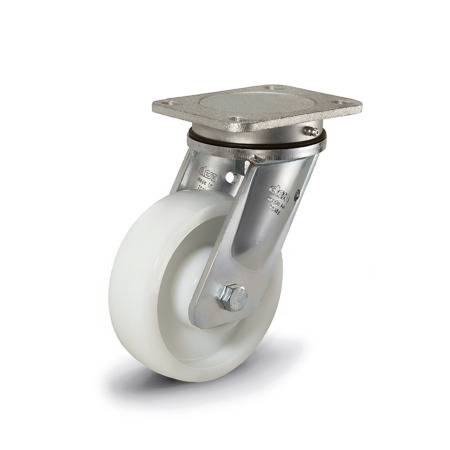 EN 22892 Steel Heavy Duty Casters, Polyamide Wheel Tread / Core, Heavy Version Bearing type: K - Annular ball bearing
Bracket type: L - Swivel bracket with mounting plate
Coding: H - Heavy version
Bracket material: ST - Welded steel design