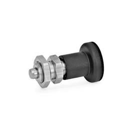 GN 607.1 Stainless Steel Short Indexing Plungers, Lock-Out Material: NI - Stainless steel<br />Type: AK - With lock nut