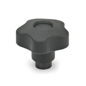 GN 5337.3 Technopolymer Plastic Safety Five-Lobed Knobs, with Tapped Insert, Push to Engage Material: ST - Steel