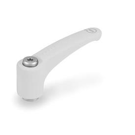 EN 604.1 Antimicrobial Plastic Adjustable Levers, Tapped Type, with Stainless Steel Components, Ergostyle® Color: WSA - White, RAL 9016, matte finish