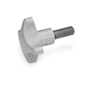 GN 6335.5 Aluminum Hand Knobs, with Stainless Steel Threaded Stud Finish: AM - Matte, tumbled finish