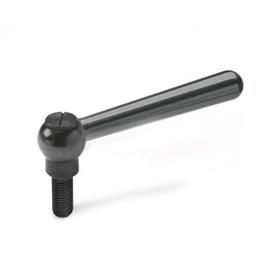 GN 99.2 Steel Adjustable Clamping Levers, Threaded Stud Type, Push to Disengage Type: M - Straight lever