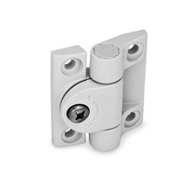 EN 233 Technopolymer Plastic Hinges, with Friction Adjustment Color: WS - White, RAL 9002, matte finish