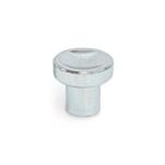 Steel Push / Pull Knobs, Zinc Plated, with Tapped Blind Hole, Plain or Knurled Rim