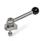 GN 918.5 Stainless Steel Eccentrical Cam Units, Radial Clamping, Screw from the Back Type: KVB - With ball lever, angular (serrations)
Clamping direction: L - By counter-clockwise rotation