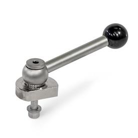 GN 918.5 Stainless Steel Eccentrical Cam Units, Radial Clamping, Screw from the Back Type: KVB - With ball lever, angular (serrations)<br />Clamping direction: L - By counter-clockwise rotation