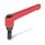 GN 300 Zinc Die-Cast Adjustable Levers, Threaded Stud Type, with Blackened Steel Components Color / Finish: RS - Red, RAL 3000, textured finish