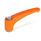 EN 602.1 Zinc Die-Cast Adjustable Levers, Tapped or Plain Bore Type, with Stainless Steel Components, Ergostyle® Color: OS - Orange, RAL 2004, textured finish