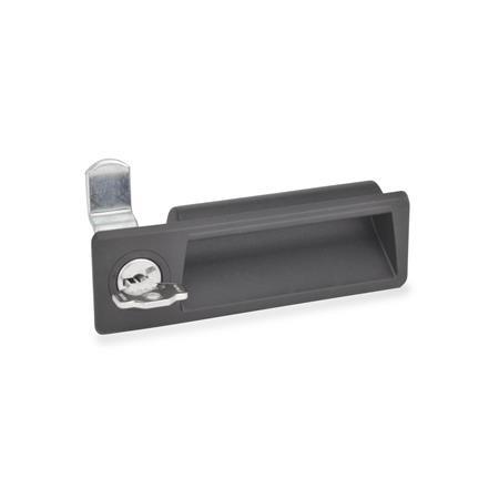 EN 731.2 Plastic Cam Latches / Cam Locks, with Gripping Tray, with Steel Latch Arm Type: SC - With key (Keyed alike)
Identification no.: 1 - Operation in the illustrated position top left