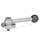 GN 918.7 Stainless Steel Clamping Cam Units, Downward Clamping, with Threaded Bolt Type: GV - With ball lever, straight (serrations)
Clamping direction: L - By counter-clockwise rotation