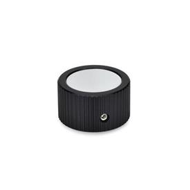 GN 726 Aluminum Knurled Control Knobs, Plain Bore or Collet Type Type: N - Plain cover<br />Identification No.: 1 - With grub screw