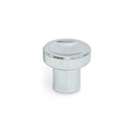 GN 676.2 Boule / bouton poussoir en acier, zingué, avec trou borgne taraudé, lisse ou bord moleté Type: A - Sans moletage