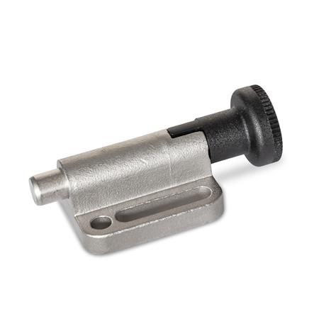 GN 417 Stainless Steel Indexing Plunger Latch Mechanisms, Lock-Out and Non Lock-Out, with Knob Type: C - Lock-out
Material: NI - Stainless steel precision casting