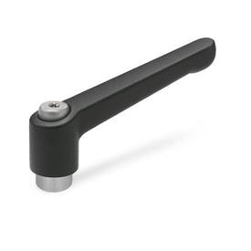GN 300.1 Zinc Die-Cast Adjustable Levers, Tapped or Plain Bore Type, with Stainless Steel Components Color: SW - Black, RAL 9005, textured finish