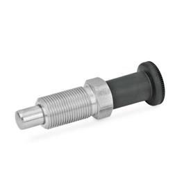 GN 817.2 Stainless Steel Indexing Plungers, Lock-Out and Non Lock-Out, with Extended Height Knob Material: NI - Stainless steel<br />Type: B - Non lock-out, without lock nut