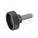 Technopolymer Plastic Hollow Knurled Screws, with Stainless Steel Threaded Stud, with Brass or Plastic Tip