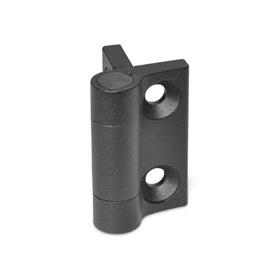 GN 437.3 Zinc Die-Cast Hinges, with Spring-Loaded Return Type: L2 - Spring-loaded return, closing, medium spring force<br />Color: SW - Black, RAL 9005, textured finish