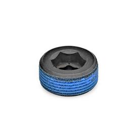 GN 252 Steel Threaded Plugs Type: PRB - With thread coating (Polyamide all-round coating)