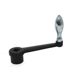 DIN 469 Cast Iron Straight Crank Handles, with Fixed or Revolving Handle, with Round or Square Bore Bohrungskennzeichen: V - With square<br />Type: F - With fixed handle