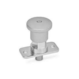 GN 822.9 Stainless Steel Mini Indexing Plungers, Lock-Out and Non Lock-Out, with Hidden Lock Mechanism, Plate Mount Type: CN - Lock-out, with stainless steel knob
