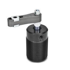 GN 876 Aluminum Pneumatic Swing Clamps, Threaded Body Style Type: A - Clamping arm with slotted hole and two flanged washers