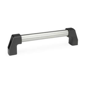 GN 667.2 Aluminum / Stainless Steel Tubular Grip Handles, End Pieces Plastic, Mounting from the Back Finish: NG - Ground, matte shiny finish