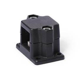 GN 147.1 Aluminium, connecteurs pour actionneur linéaire, assemblage divisé d<sub>1</sub> / s: V - Carré<br />Finition: SW - Noir, RAL 9005, finition texturée