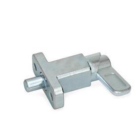 GN 722.2 Steel Square Cam Action Spring Latches, Lock-Out, with Mounting Flange, Right-Angled to the Latch Pin Type: B - Latch position parallel to mounting holes<br />Finish: ZB - Zinc plated, blue passivated finish