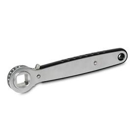 GN 318 Stainless Steel Ratchet Wrenches, with Through Hole / Blind Hole Type: A - Ratchet insert with through hole<br />Insert: V