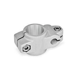 GN 133 Aluminum Two-Way Connector Clamps, Unequal Bore Dimensions Finish: BL - Plain finish, Matte shot-blasted finish