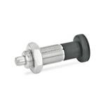 Stainless Steel Indexing Plungers, with Plastic Knob, Non Lock-Out, with Fully Threaded Body