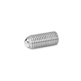 GN 605 Stainless Steel Socket Set Screws, with Full / Flat / Serrated Ball Point End Type: AN - Full ball