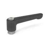Zinc Die-Cast Straight Adjustable Levers, Tapped or Plain Bore Type, with Stainless Steel Components