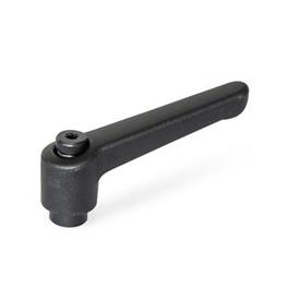 WN 400 Nylon Plastic Fixed Clamping Levers, Tapped Type, with Steel Components Color: SW - Black, RAL 9005, textured finish