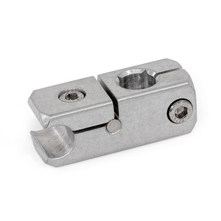 Rail Mounting Clamps GN 474.2: Aluminum, Splittable, with Cross / Parallel Bore