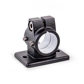 GN 146.13 Abrazaderas para actuadores lineales von bridas de aluminio d1: G - Con cojinete de deslizamiento<br />Acabado: SW - Negro, RAL 9005, acabado texturizado