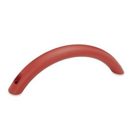 GN 565.4 Aluminum Arched Pull Handles, with Tapped or Counterbored Through Holes Type: B - Mounting from the operator's side<br />Finish: RS - Red, RAL 3000, textured finish