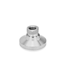GN 343.5 Pies de nivelación de acero inoxidable, tipo zócalo roscado, con o sin tapón de plástico / caucho Tipo: OS - Sin tapón