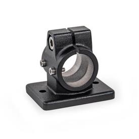 GN 146.13 Noix de serrage avec embase pour actionneur linéaire en aluminium d1: B - Alésage<br />Finition: SW - Noir, RAL 9005, finition texturée